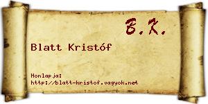 Blatt Kristóf névjegykártya